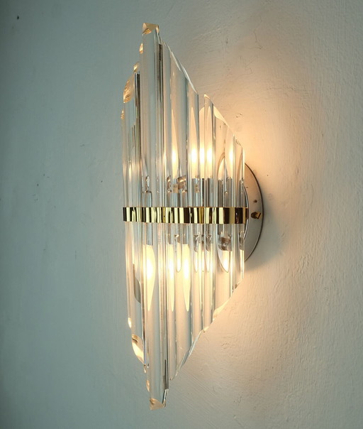 WALL SCONCE glass rods and metal hollywood regency style