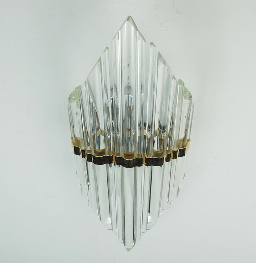 WALL SCONCE glass rods and metal hollywood regency style