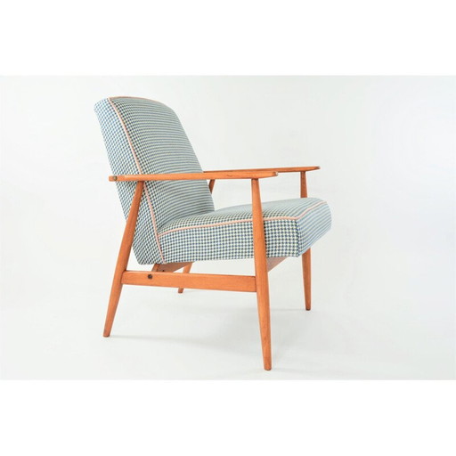 Vintage armchair Fox houndstooth blue