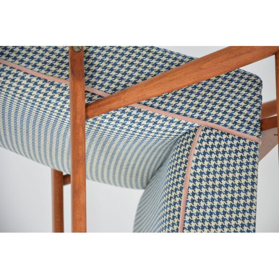 Image 1 of Vintage armchair Fox houndstooth blue