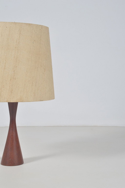 Danish diabolo table lamp with base in teak, 1960s