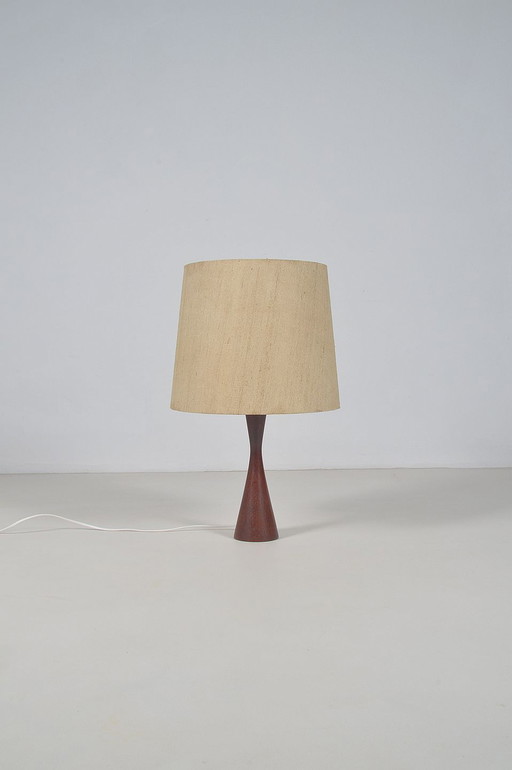 Danish diabolo table lamp with base in teak, 1960s