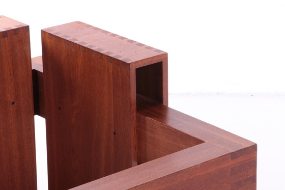 Image 1 of French Brutalist Design coffee table of teak with glass top,1970