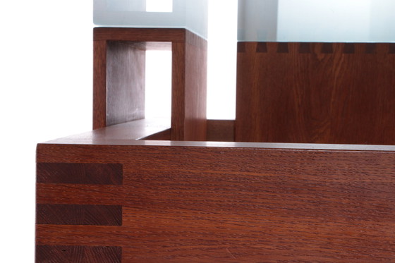 Image 1 of French Brutalist Design coffee table of teak with glass top,1970