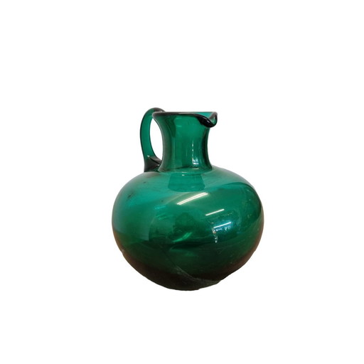 Antique Green Glass Water Jug, Circa 1900