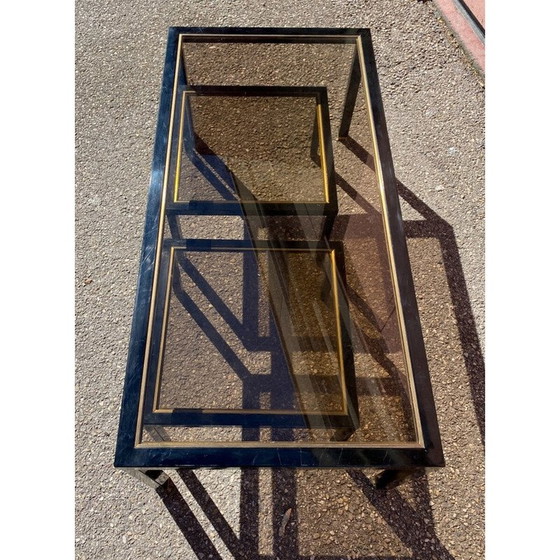 Image 1 of Vintage nesting coffee tables in black lacquered iron