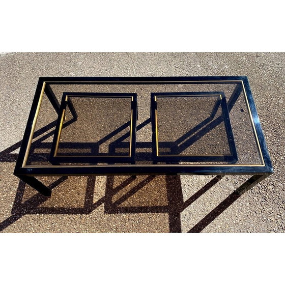 Image 1 of Vintage nesting coffee tables in black lacquered iron