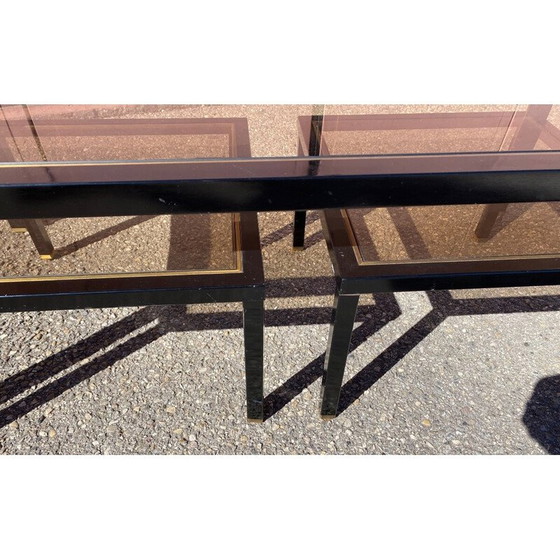 Image 1 of Vintage nesting coffee tables in black lacquered iron
