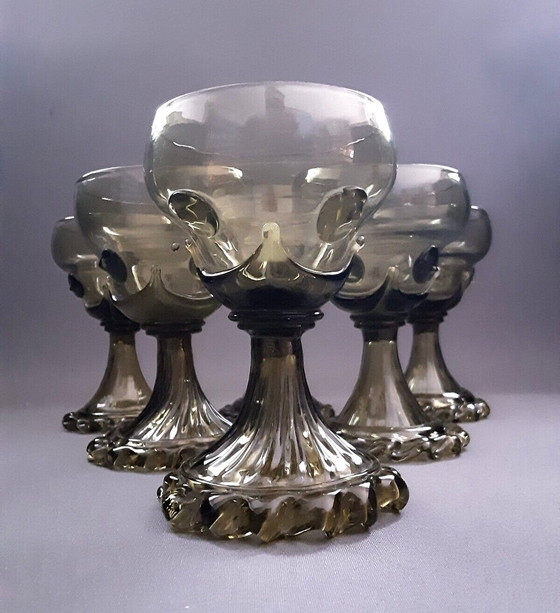 Image 1 of 6X Antique Villeroy & Boch wine glasses from around 1860!