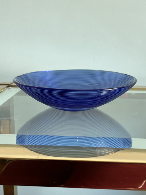 Bol vintage bleu strié