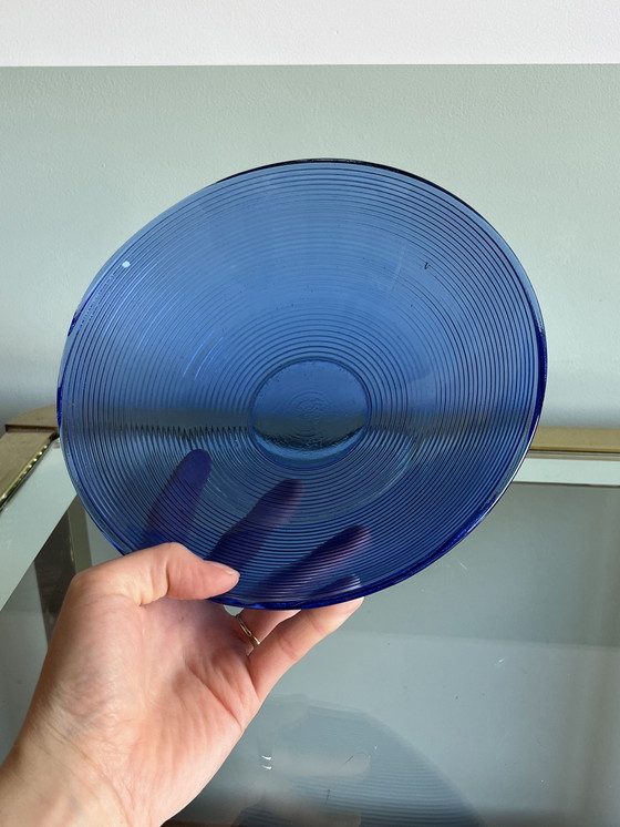 Image 1 of Bol vintage bleu strié