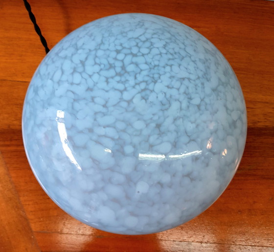 Image 1 of Art Deco Verre De Clichy Blue Table Lamp