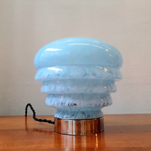 Art Deco Verre De Clichy Blue Table Lamp