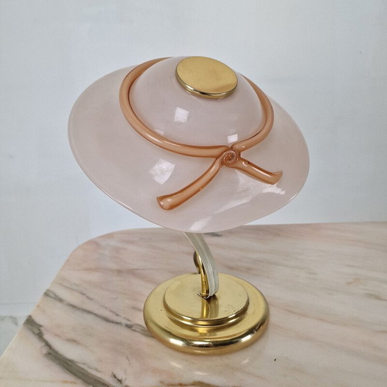 Image 1 of Pair of vintage table lamps with Murano glass pendant lamp, Italy 1970