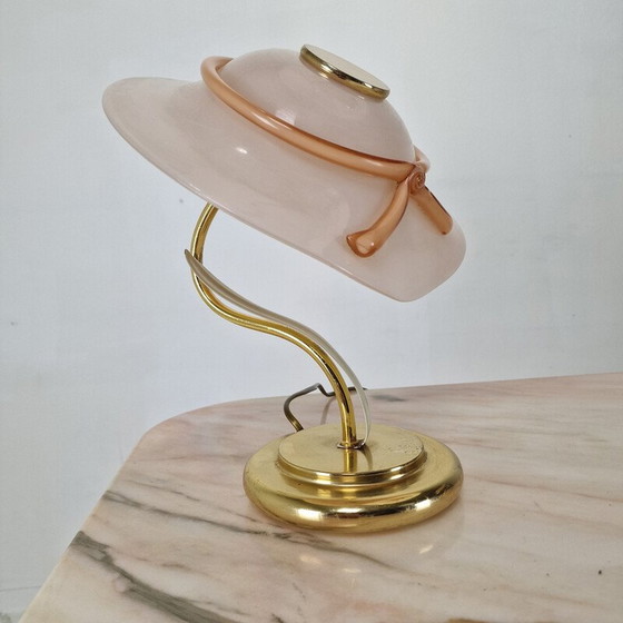 Image 1 of Pair of vintage table lamps with Murano glass pendant lamp, Italy 1970