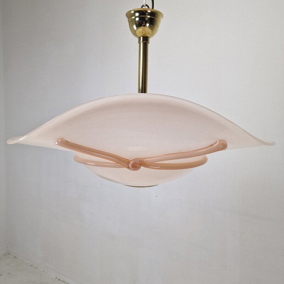 Image 1 of Pair of vintage table lamps with Murano glass pendant lamp, Italy 1970