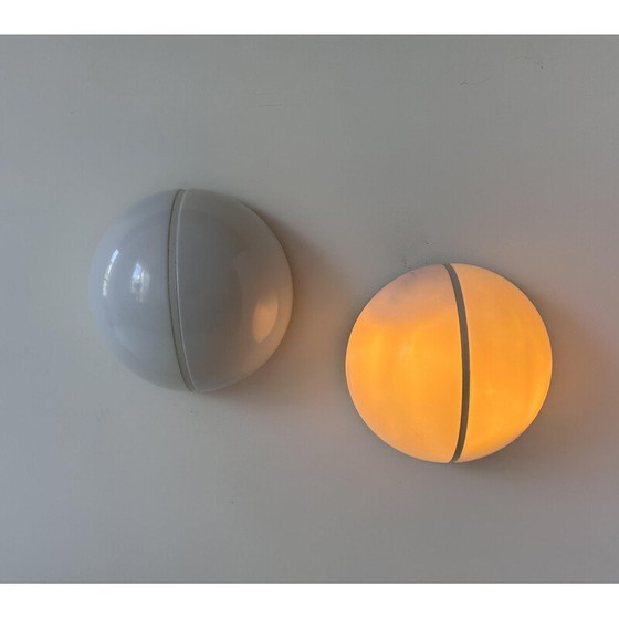 Image 1 of Pair of vintage metal and opaline perspex wall lamp, Germany 1970