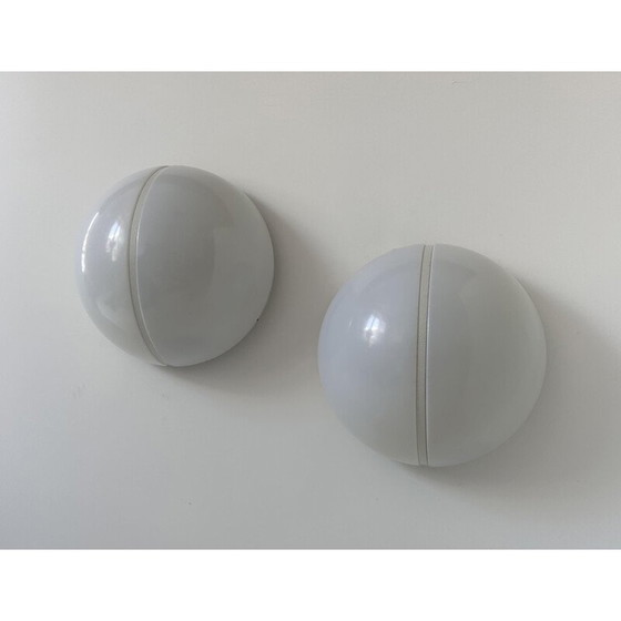 Image 1 of Pair of vintage metal and opaline perspex wall lamp, Germany 1970