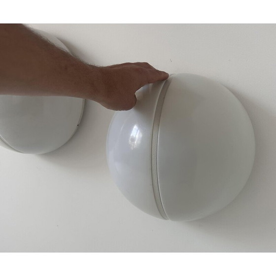 Image 1 of Pair of vintage metal and opaline perspex wall lamp, Germany 1970