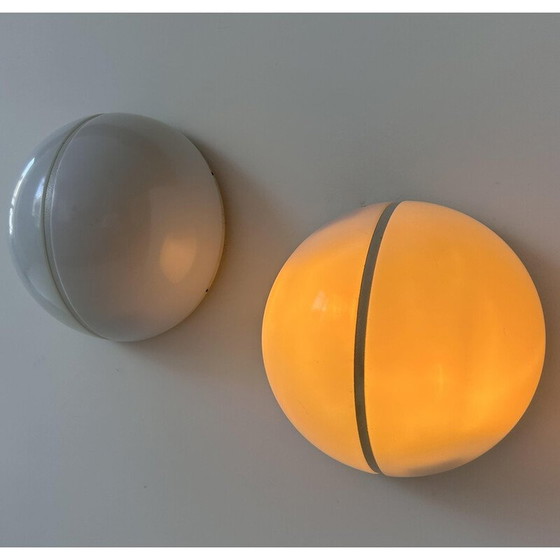 Image 1 of Pair of vintage metal and opaline perspex wall lamp, Germany 1970