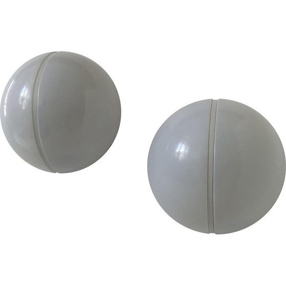 Image 1 of Pair of vintage metal and opaline perspex wall lamp, Germany 1970