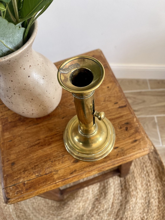 Image 1 of Brass Push Candle Holder