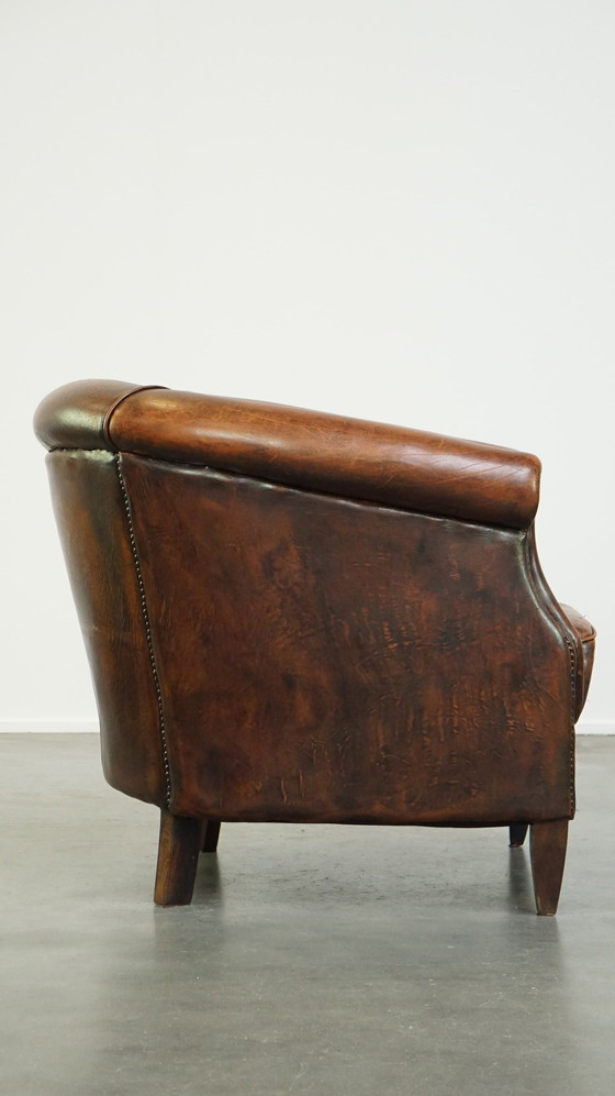 Image 1 of Sheep Leather Club Chair Finished With Ornamental Nails