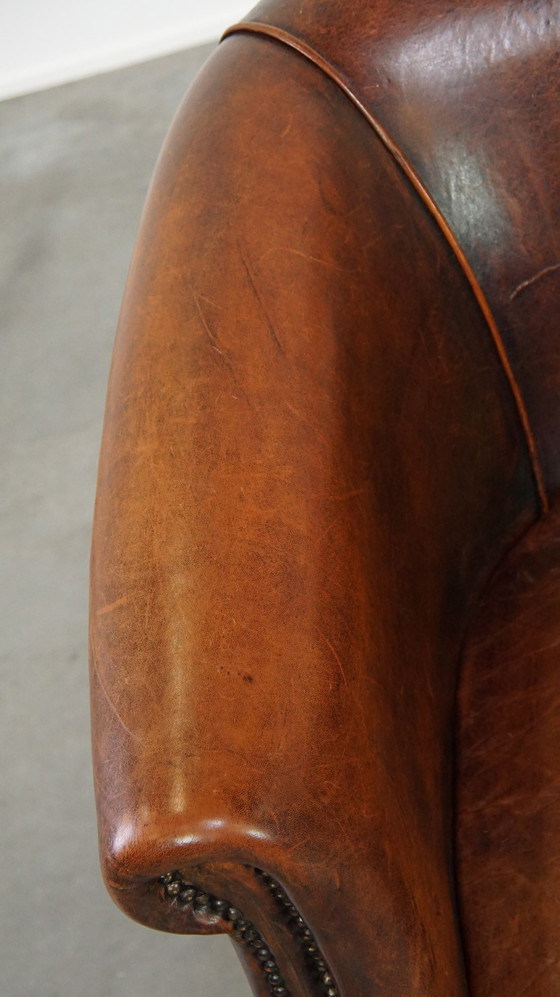 Image 1 of Sheep Leather Club Chair Finished With Ornamental Nails