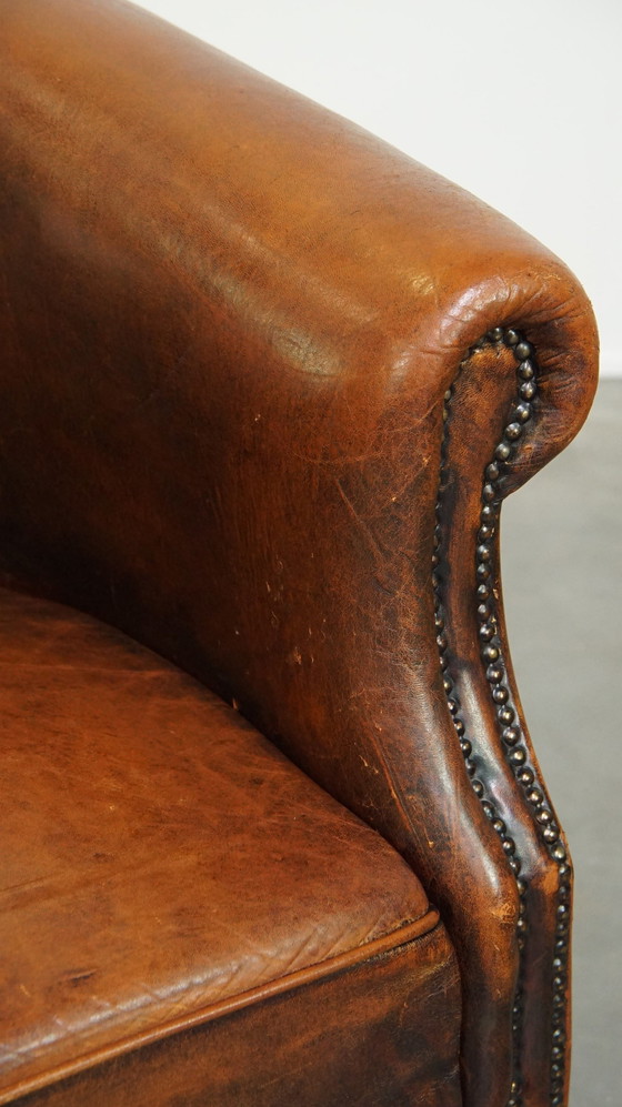 Image 1 of Sheep Leather Club Chair Finished With Ornamental Nails