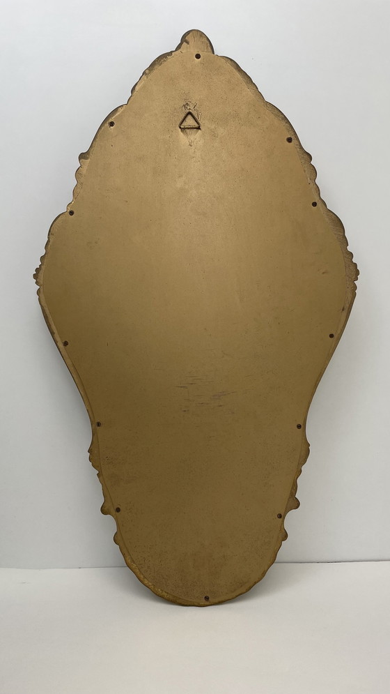 Image 1 of Antique crested mirror with gold wooden frame