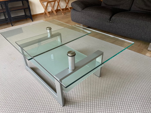 Table basse moderne pivotante en verre