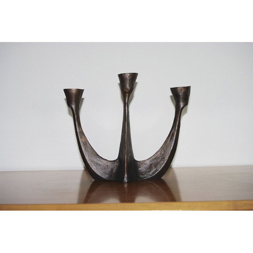 Vintage Brutalist bronze candlestick by A.Lamprecht, 1950