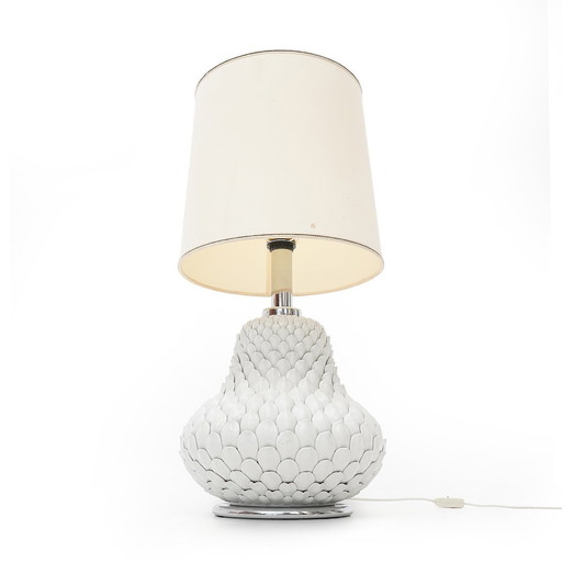 White Ceramic “Artichoke” Table Lamp, 1970s