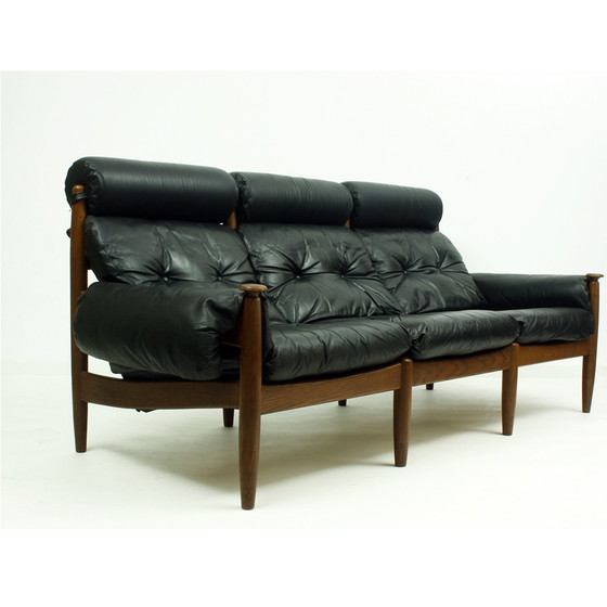 Image 1 of high quality leather couch sofa oak by Eric Merthen, IRA Möbler