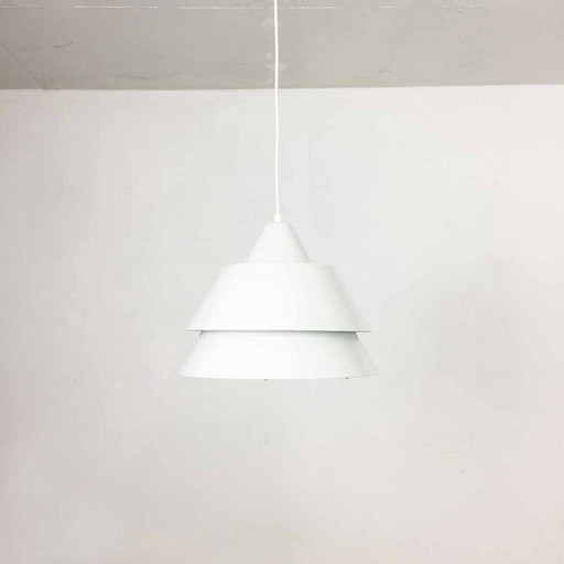 Vintage white metal suspension lamp by Jo Hammerborg for Fog and Morup, 1960