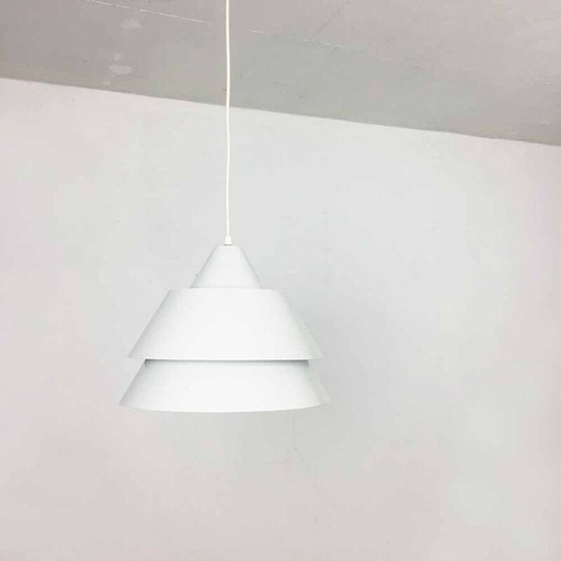Vintage white metal suspension lamp by Jo Hammerborg for Fog and Morup, 1960