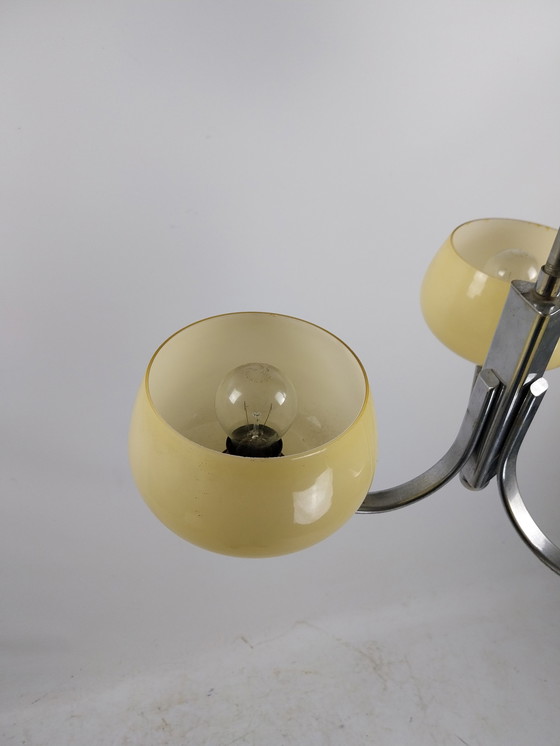 Image 1 of 1 X Art Deco 3 Light Luster Pendant Lamp 1950'S