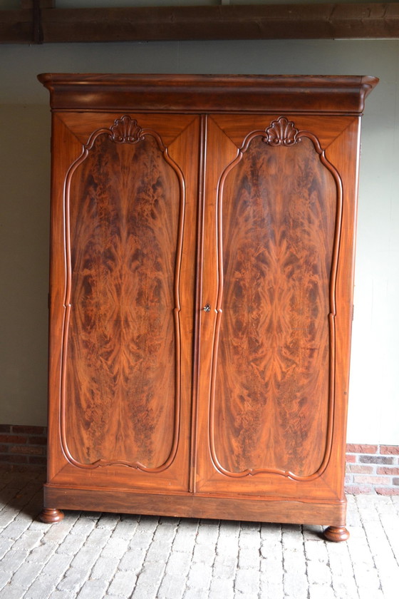 Image 1 of Antique Mahogany Wooden Biedermeier Cupboard