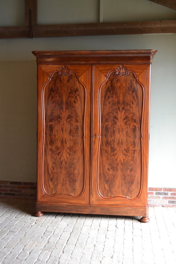 Image 1 of Antique Mahogany Wooden Biedermeier Cupboard