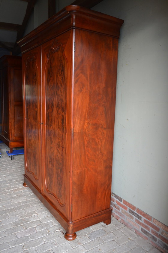 Image 1 of Antique Mahogany Wooden Biedermeier Cupboard