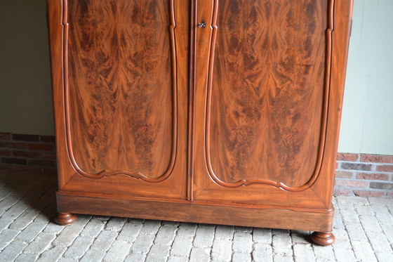 Image 1 of Antique Mahogany Wooden Biedermeier Cupboard