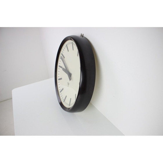 Image 1 of Vintage bakelite and glass wall clock by Pragotron, Czechoslovakia 1960