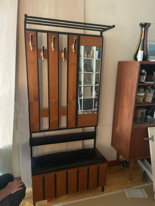 1960s Vintage Coat Rack With Storage Space