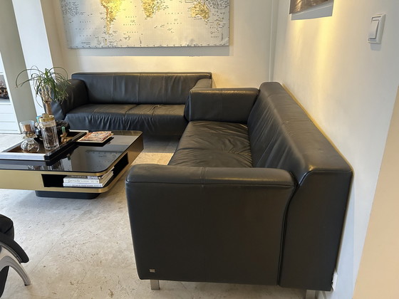 Image 1 of 2X Rolf Benz Leather Black Sofas