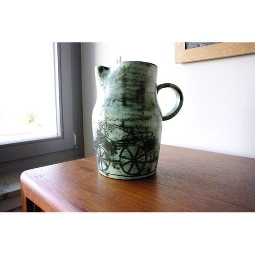 Vintage ceramic pitcher by Jacques Blin, 1950