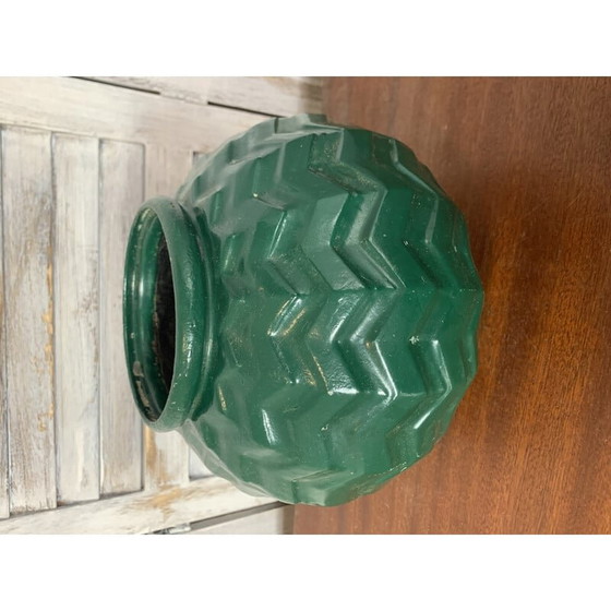 Image 1 of Vintage Art Deco ball vase in enamelled cast iron, France 1950s