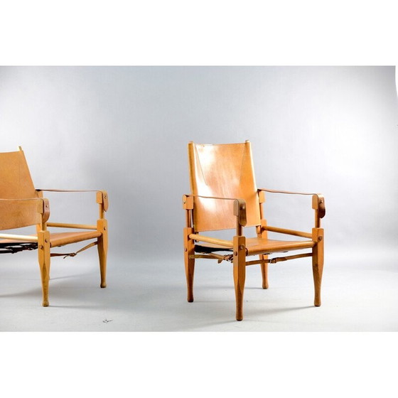 Image 1 of Coppia di poltrone Safari vintage in pelle Cognac di Wilhelm Kienzle per Wohnbedarf, Svizzera 1949