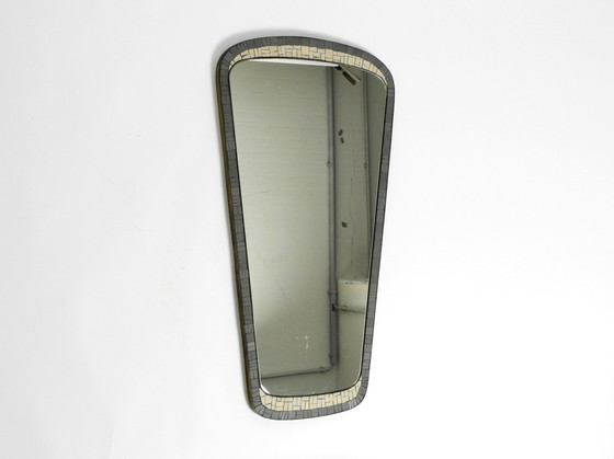 Image 1 of Beautiful Mid Century Modern Mosaic Wall Mirror With Heavy Brass Frame By Münchner Zierspiegel