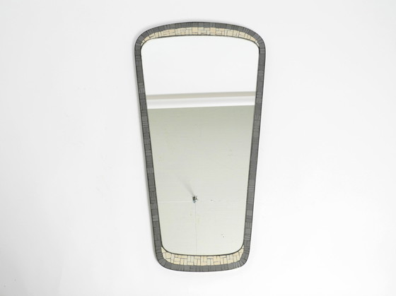 Image 1 of Beautiful Mid Century Modern Mosaic Wall Mirror With Heavy Brass Frame By Münchner Zierspiegel