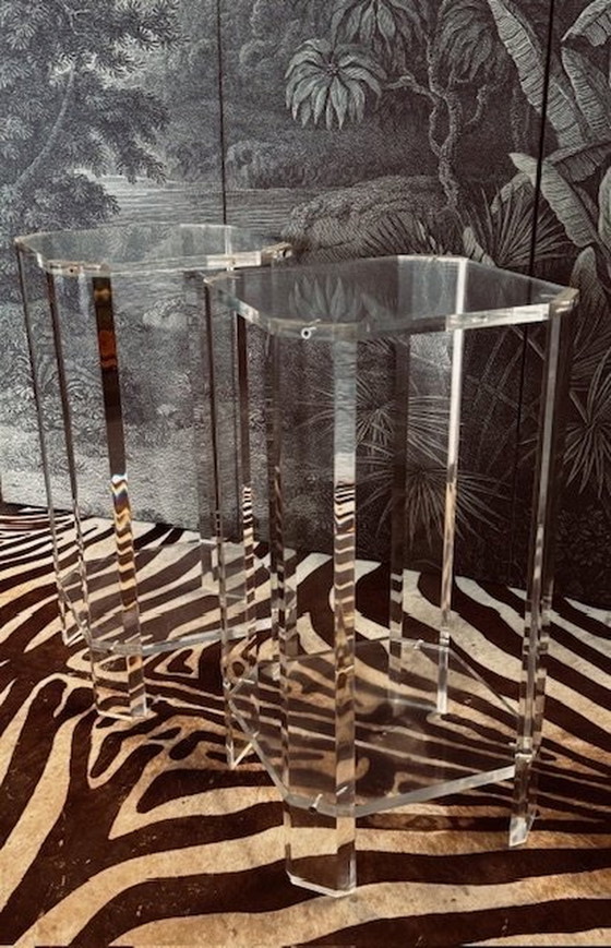 Image 1 of Set di piedistalli in plexiglas, tavolini, consolle, piedistalli e tavolini laterali 